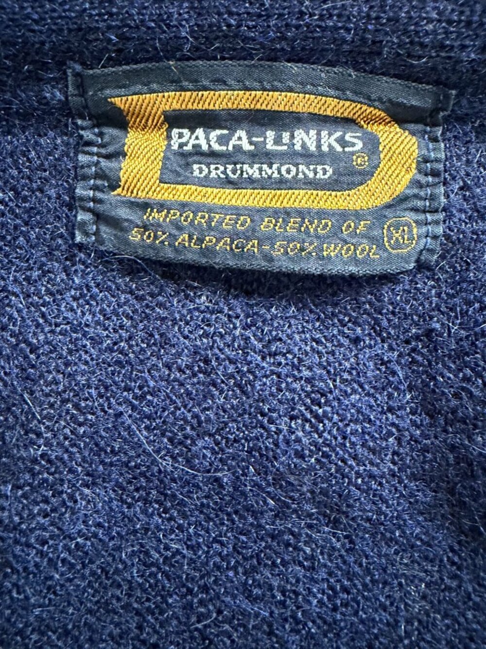 Vintage Drummond Paca-Links Navy Alpaca Wool Cardigan Sweater Mens XL Button Up - Picture 3 of 7